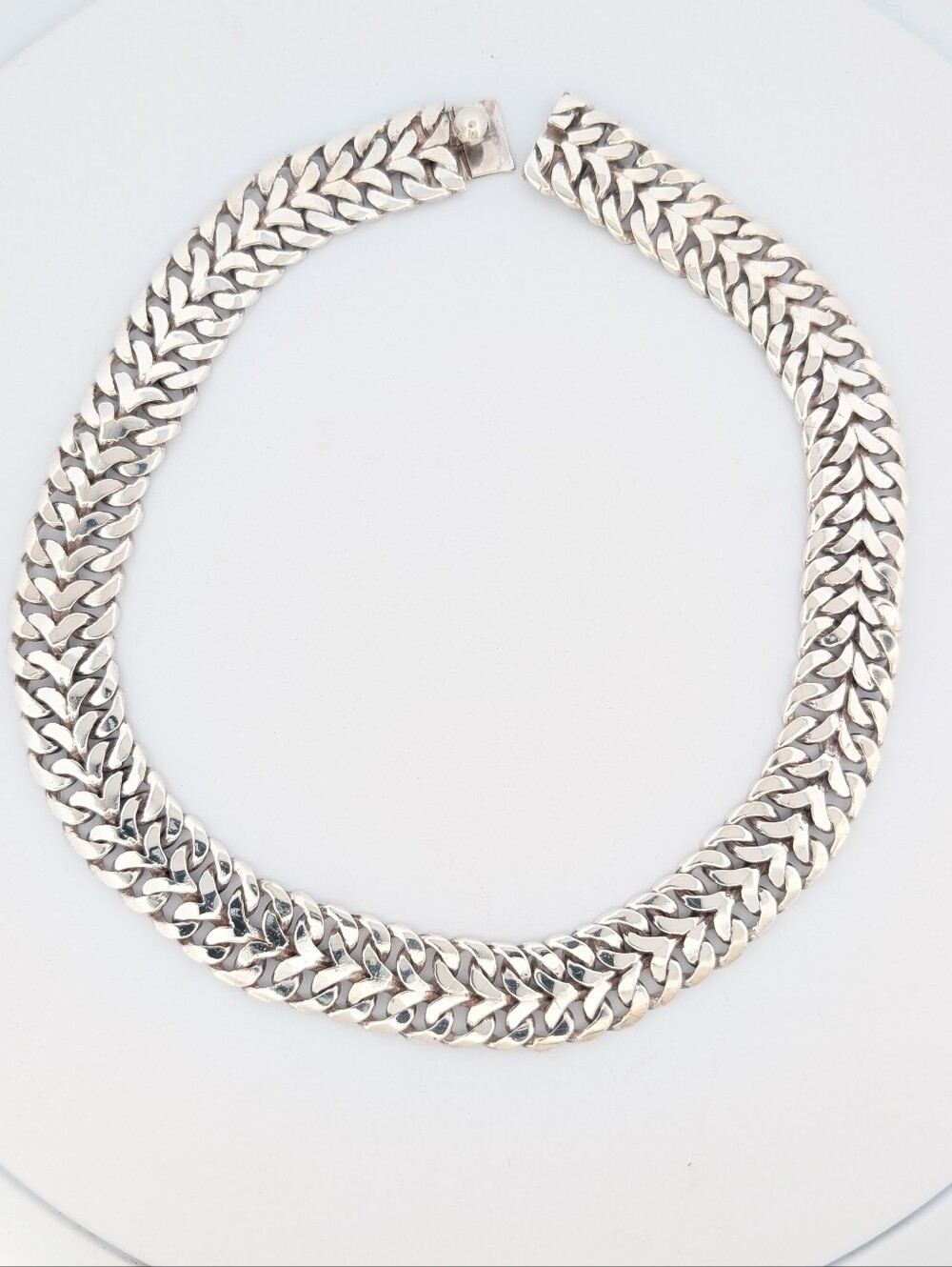 Vintage TAXCO .980 Silver Hefty Fancy Link Necklace & Bracelet Set - Picture 5 of 8
